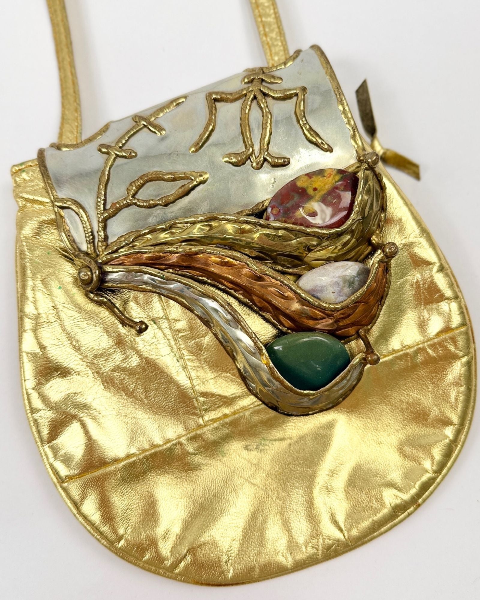 80s Gold Brutalist Crystal Bag