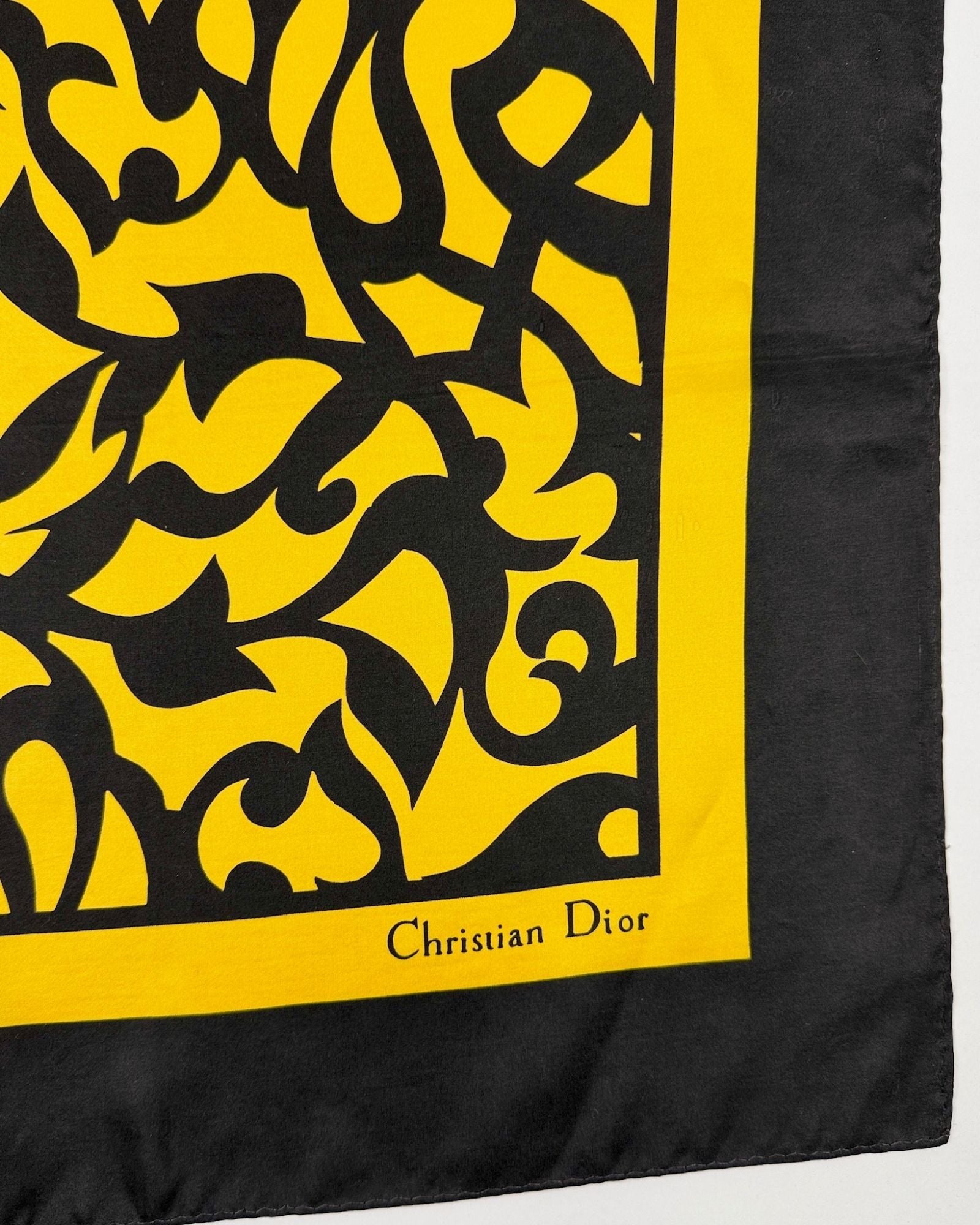 Christian Dior Gold and Black Silk Scarf