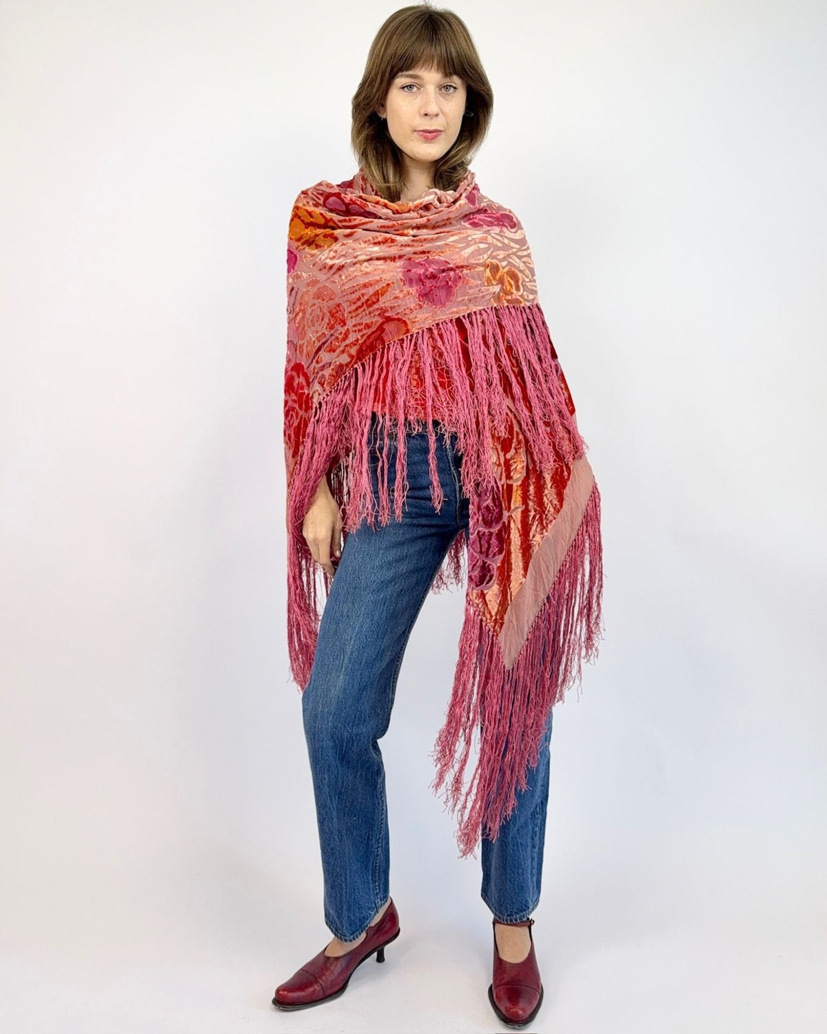 Burnout Candied Petals Silk Shawl