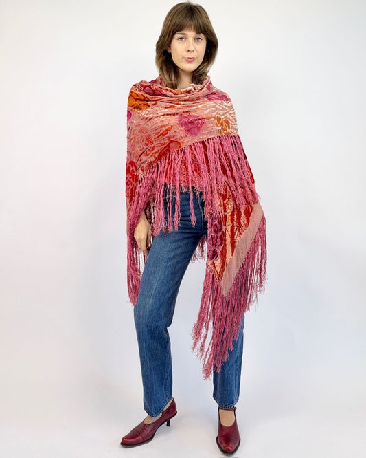Burnout Candied Petals Silk Shawl