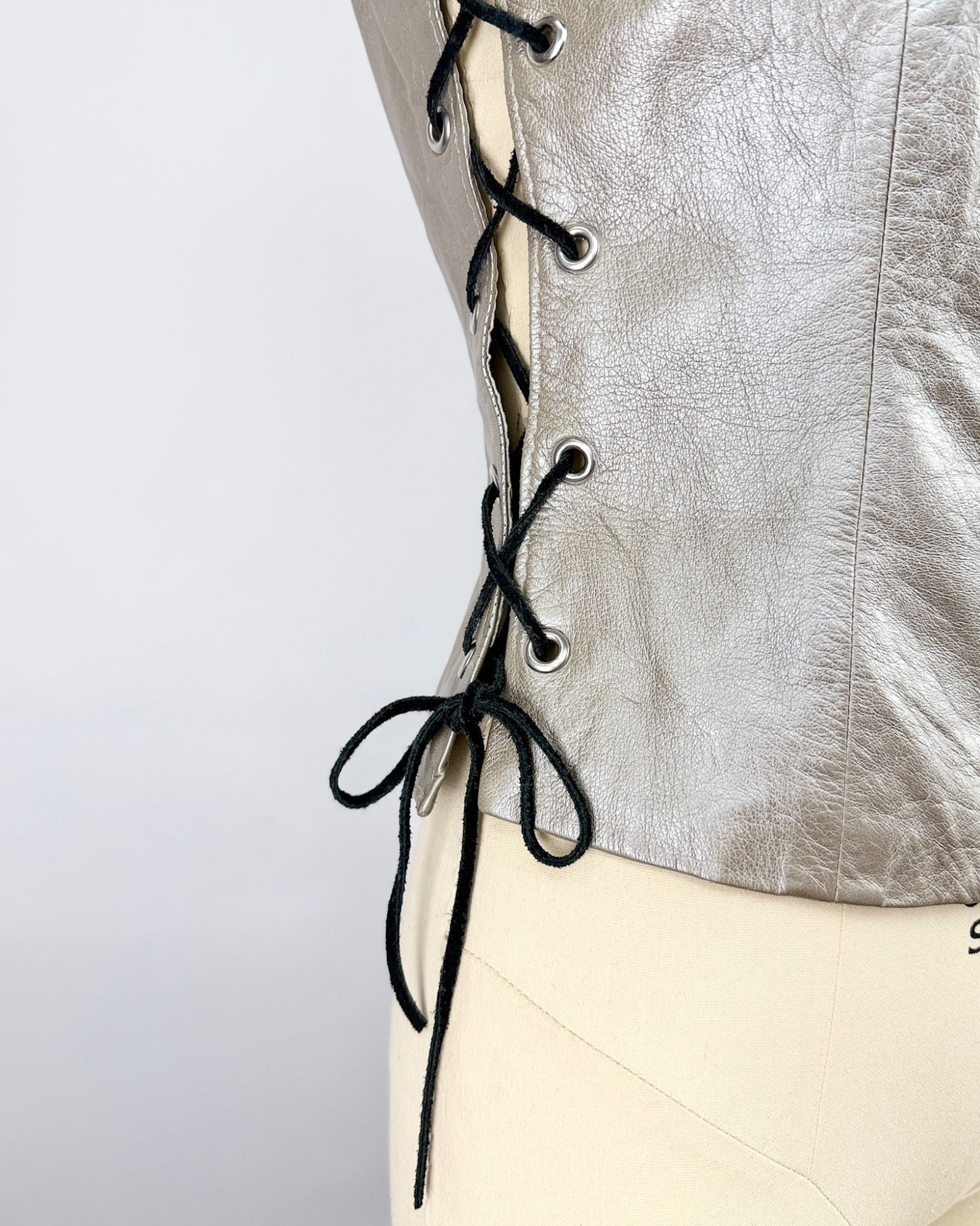 Caché Silver Leather Vest