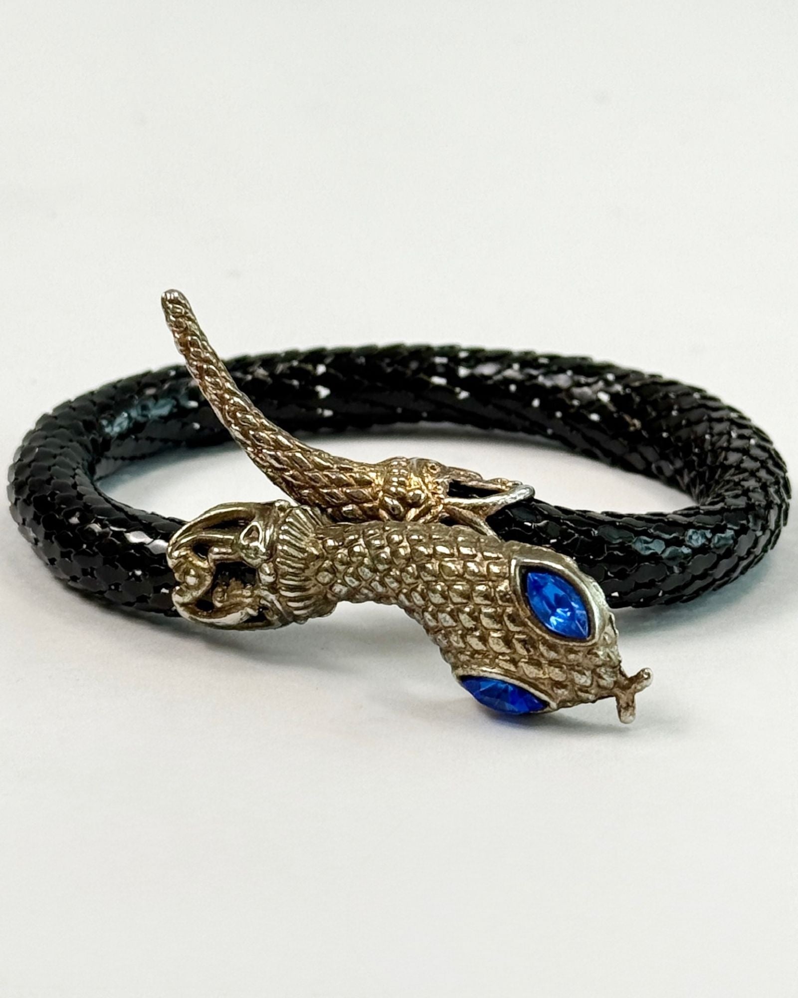 Black Mesh Snake Bracelet Blue Eyes