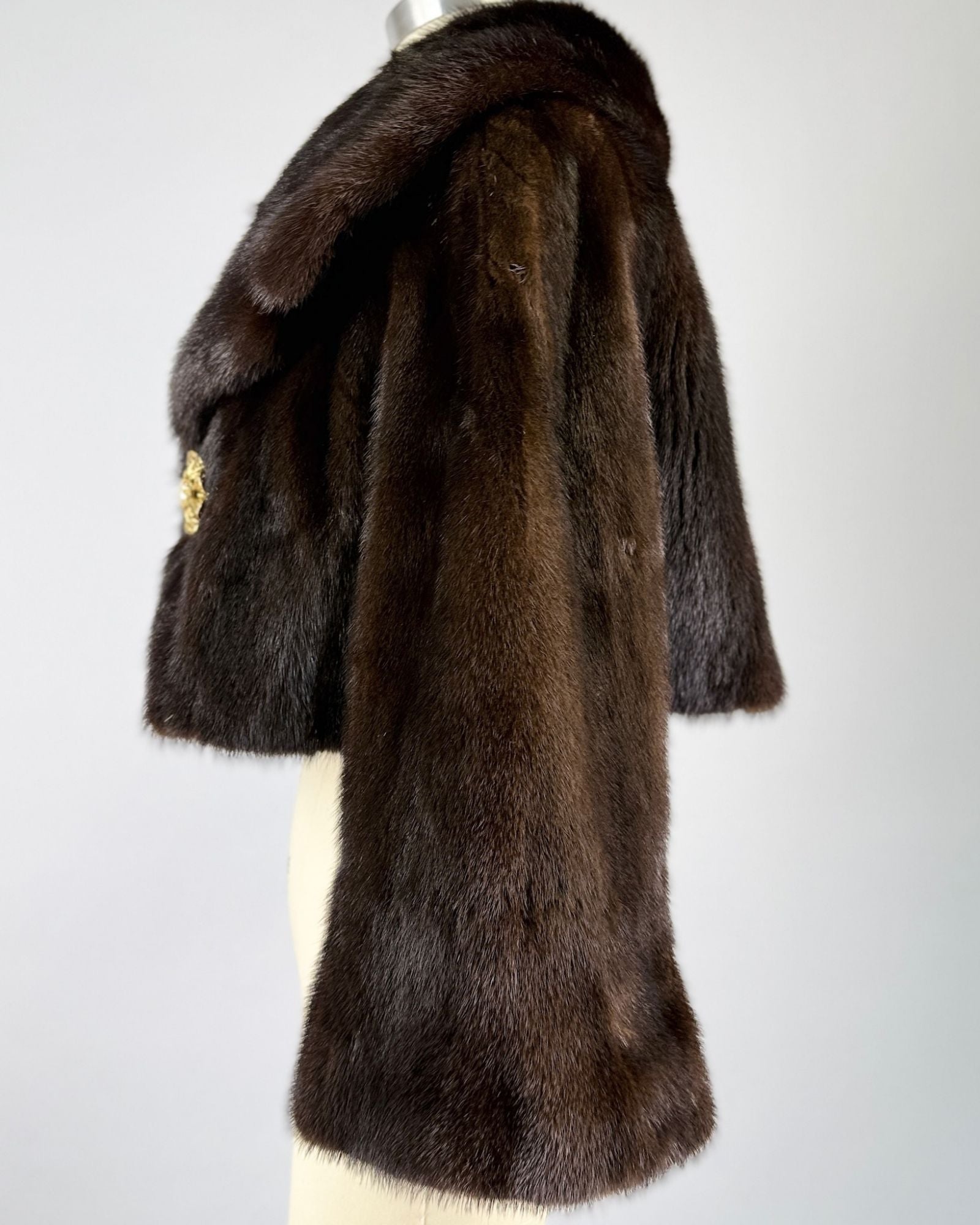 Dark Chocolate Cropped Mink Jacket