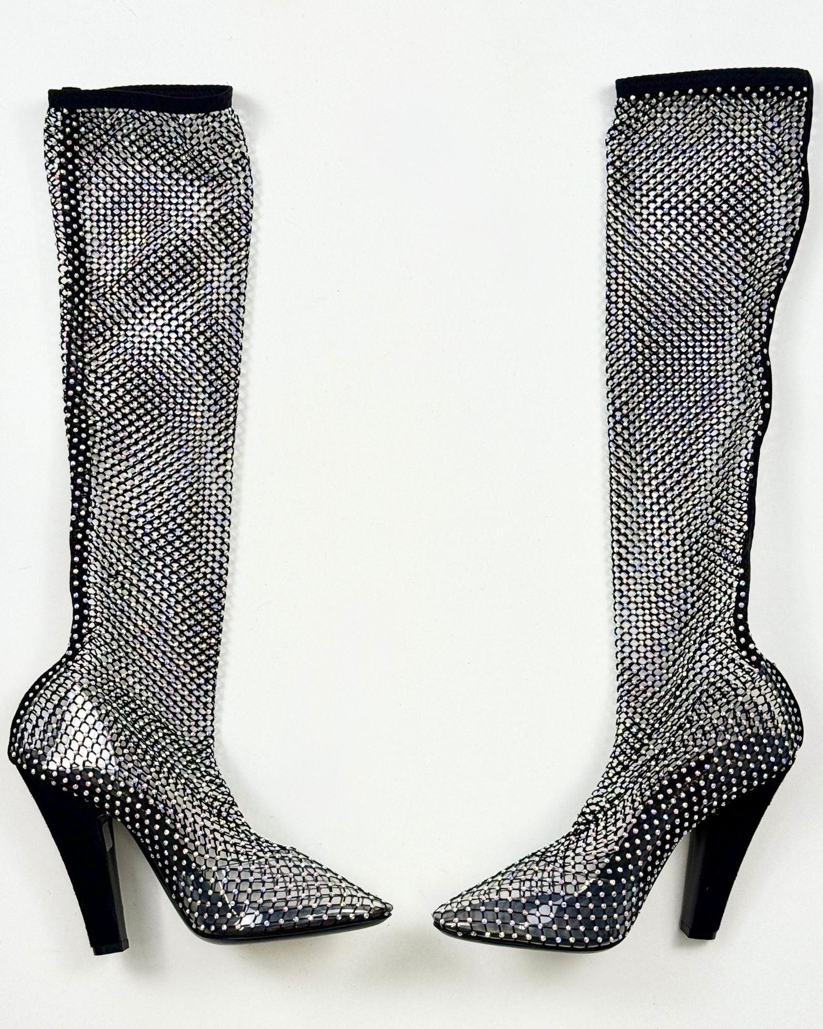 Saint Laurent Fishnet Crystal Boots