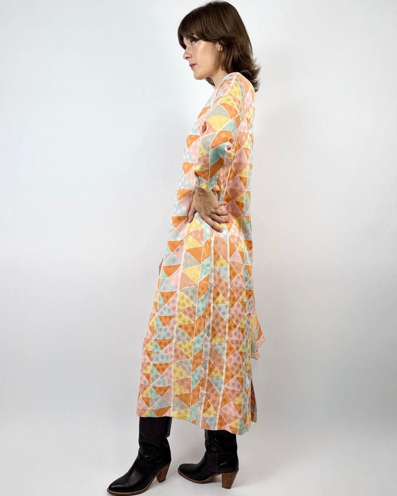 Hanae Mori Citrus Shapes Silk Triangle Dress
