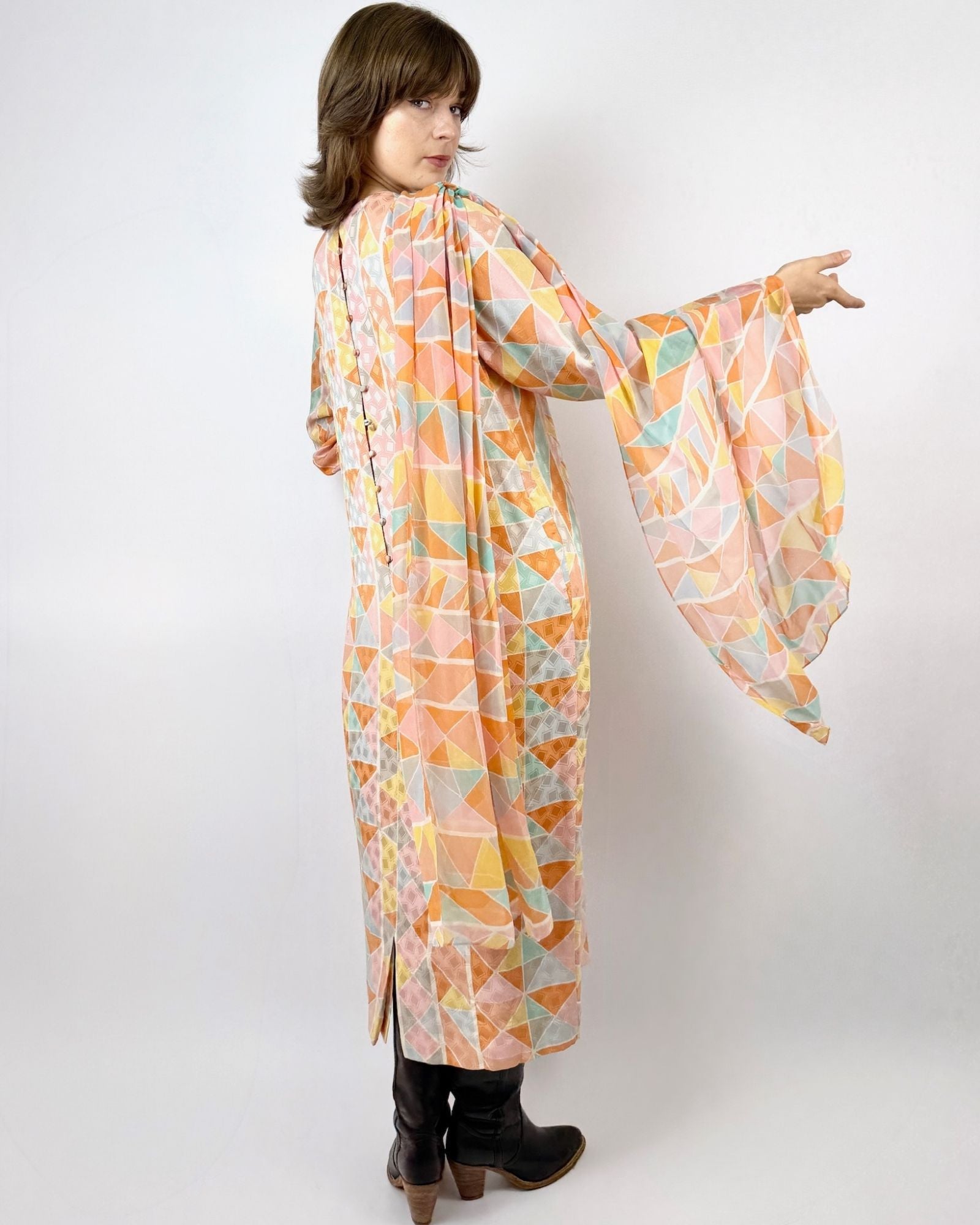 Hanae Mori Citrus Shapes Silk Triangle Dress