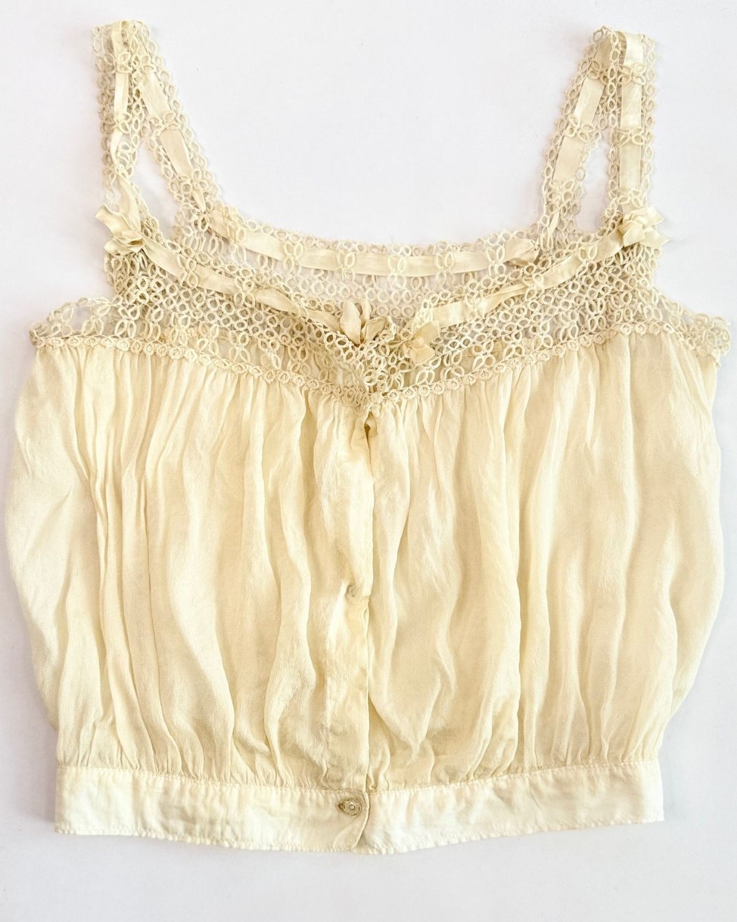 Light Beige Silk Edwardian Tank