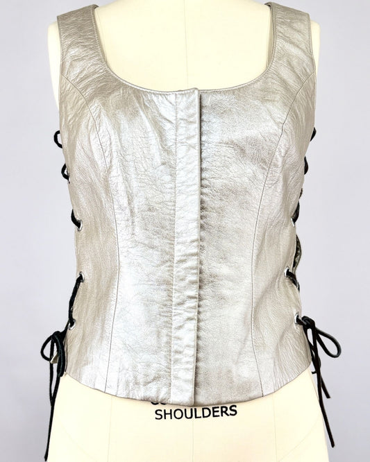 Caché Silver Leather Vest