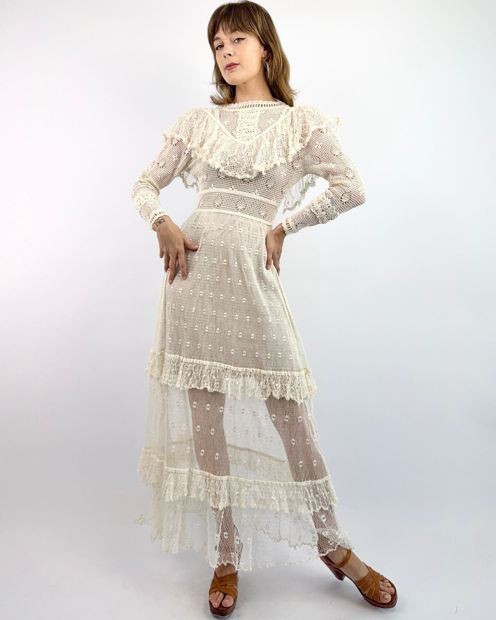 70s Sisters of the Moon Crochet Gown