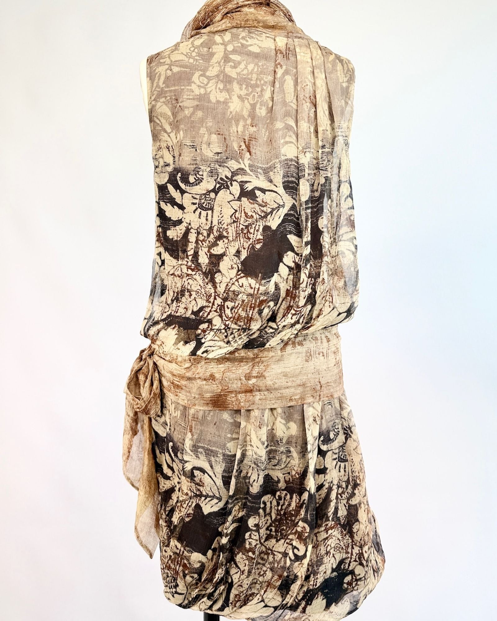 Silk Chiffon Funnel Neck Dress