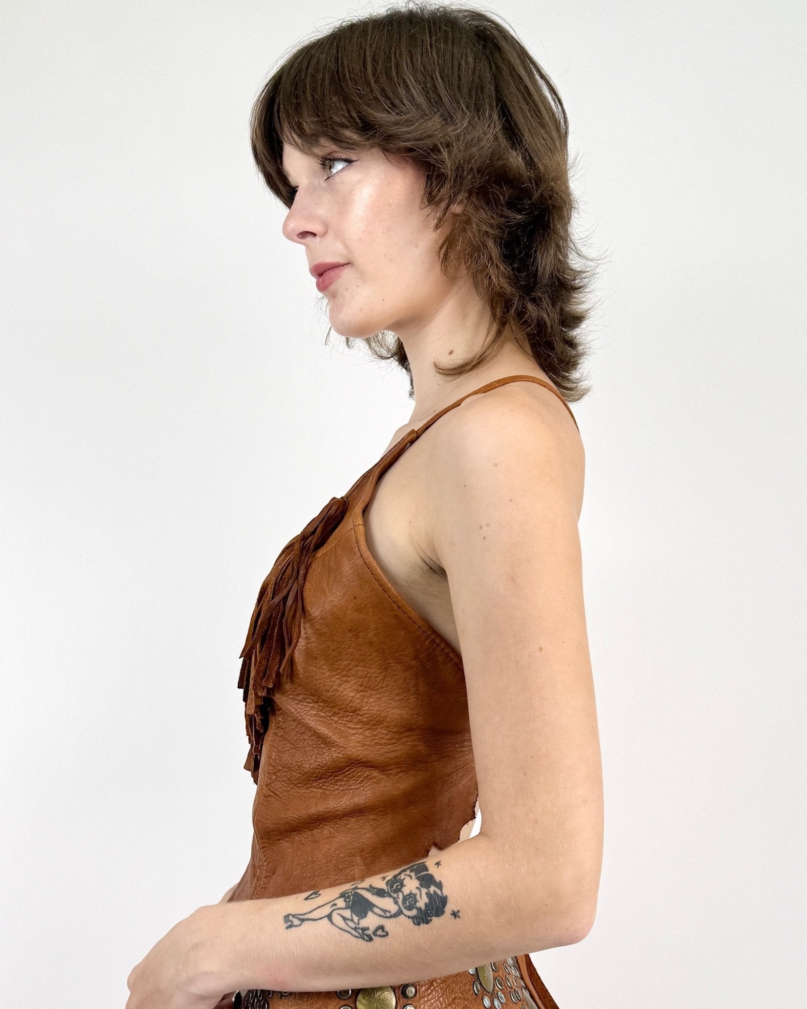 Make a Move Fringe Buckskin Halter Top