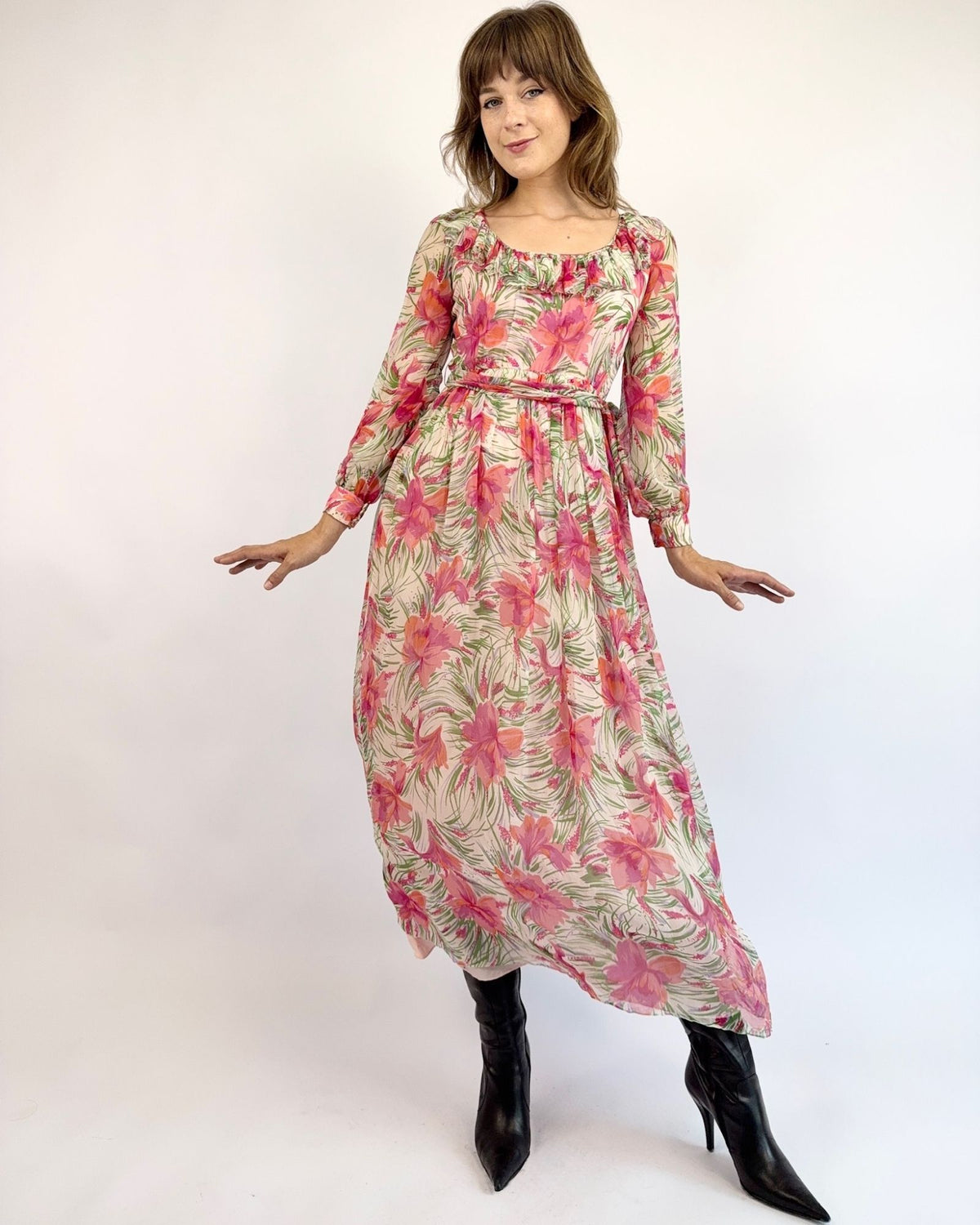 Richeline Sunset Garden Silk Dress