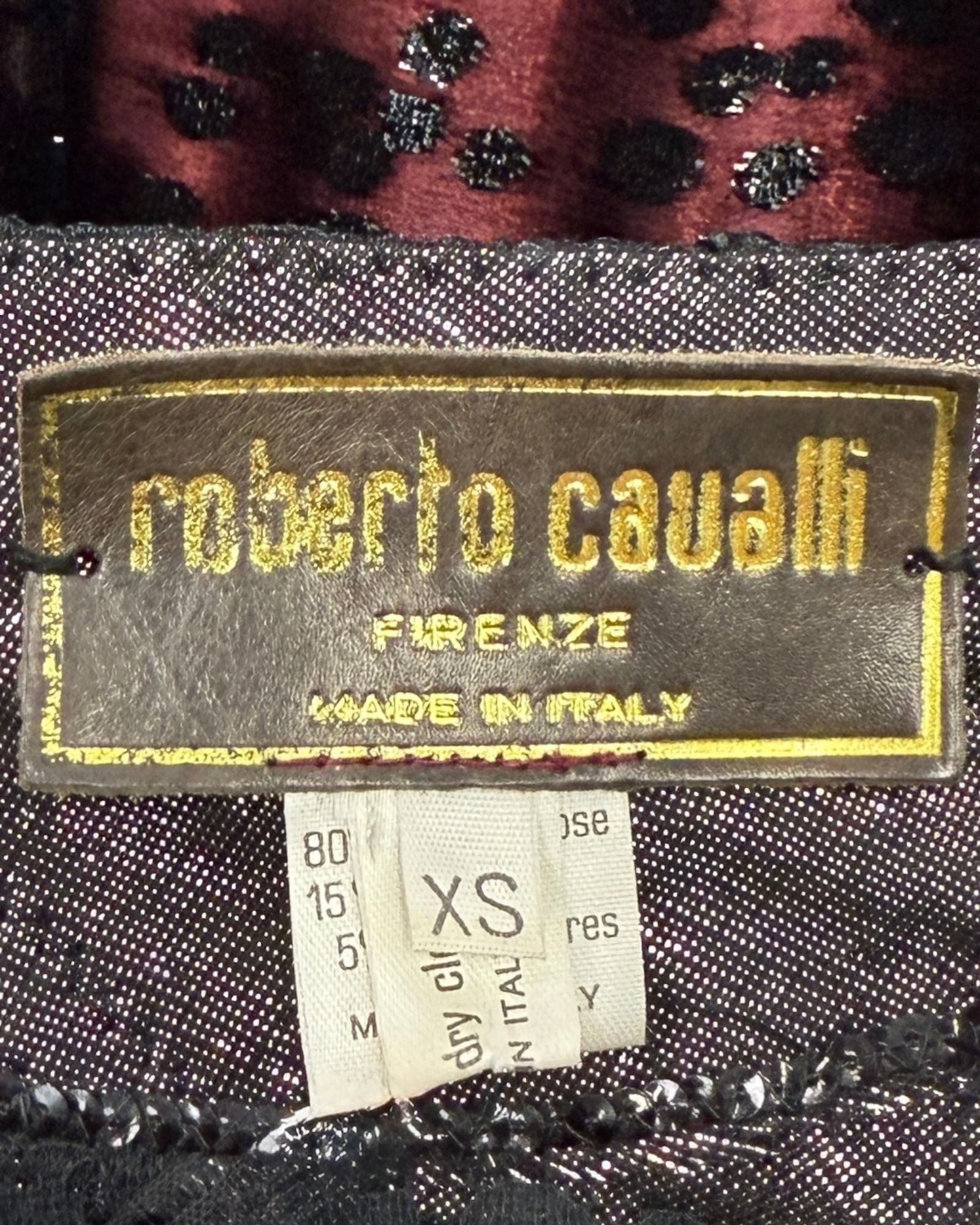 Roberto Cavalli Maroon Romance Velvet Top