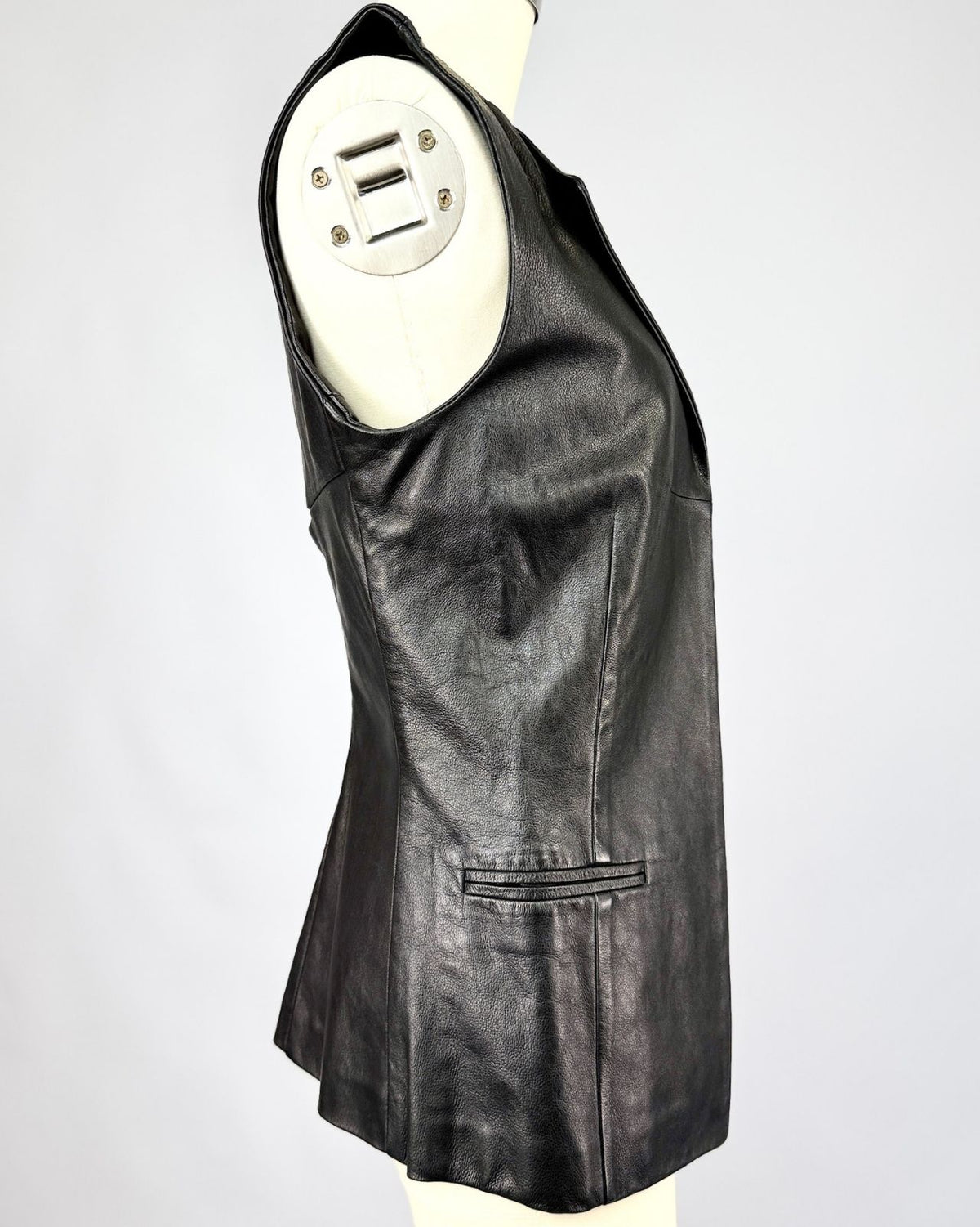 Black Leather Asymmetrical Vest