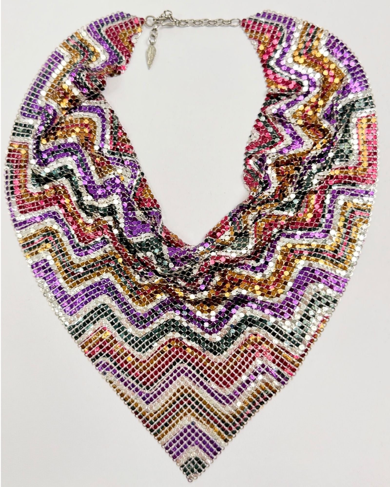 Whiting and Davis Rare Colorful Zig Zag Mesh Necklace