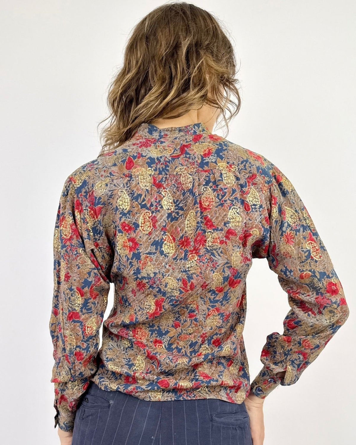 YSL 1970s Golden Petals Silk Blouse