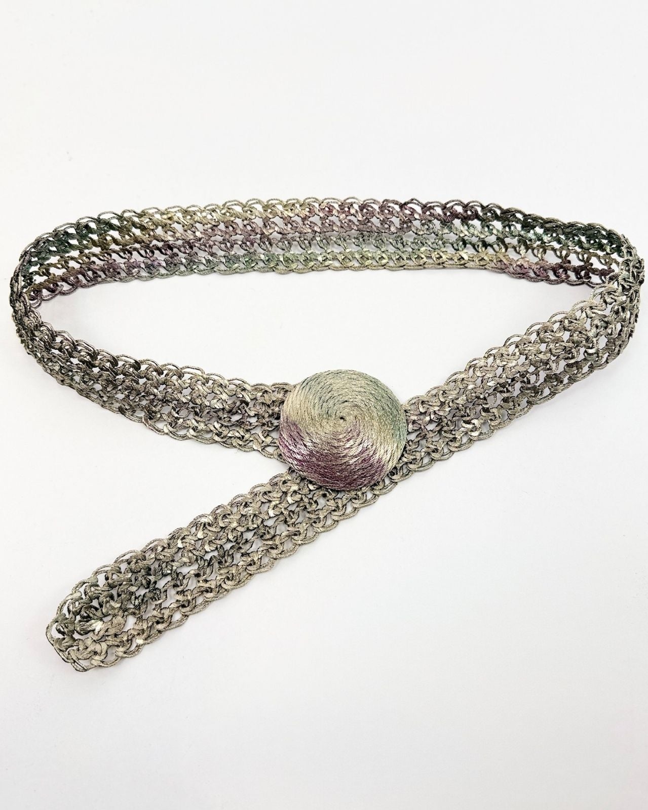 Silver Metal Woven Rainbow Belt