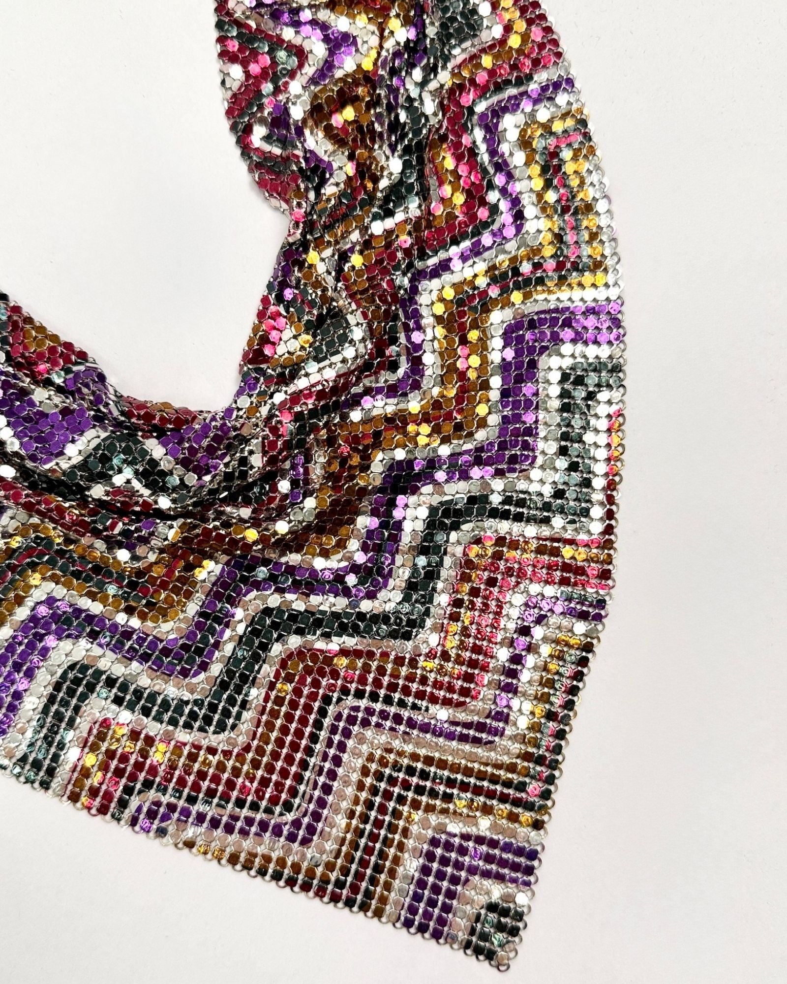 Whiting and Davis Rare Colorful Zig Zag Mesh Necklace