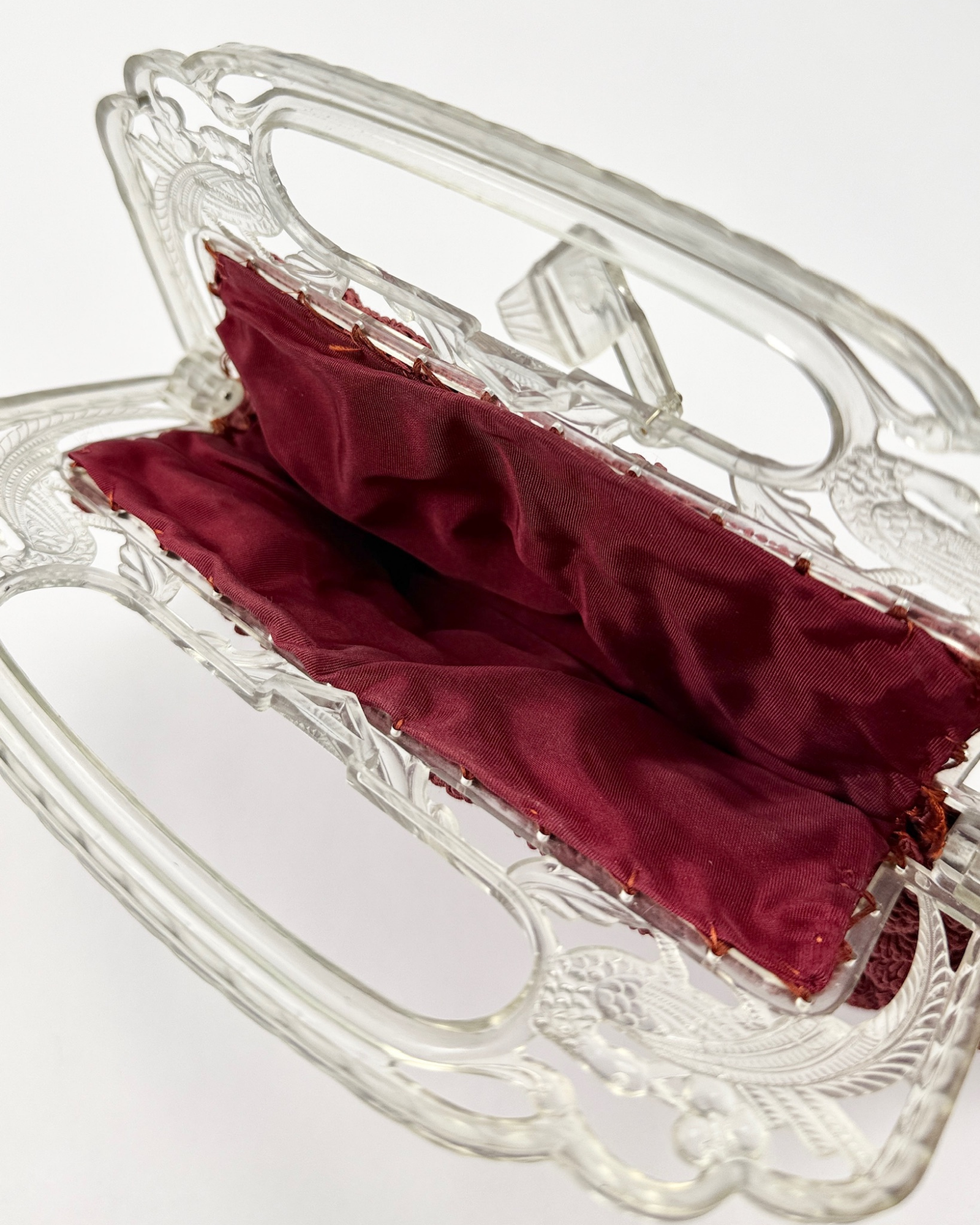 1940s Maroon Bird Clutch