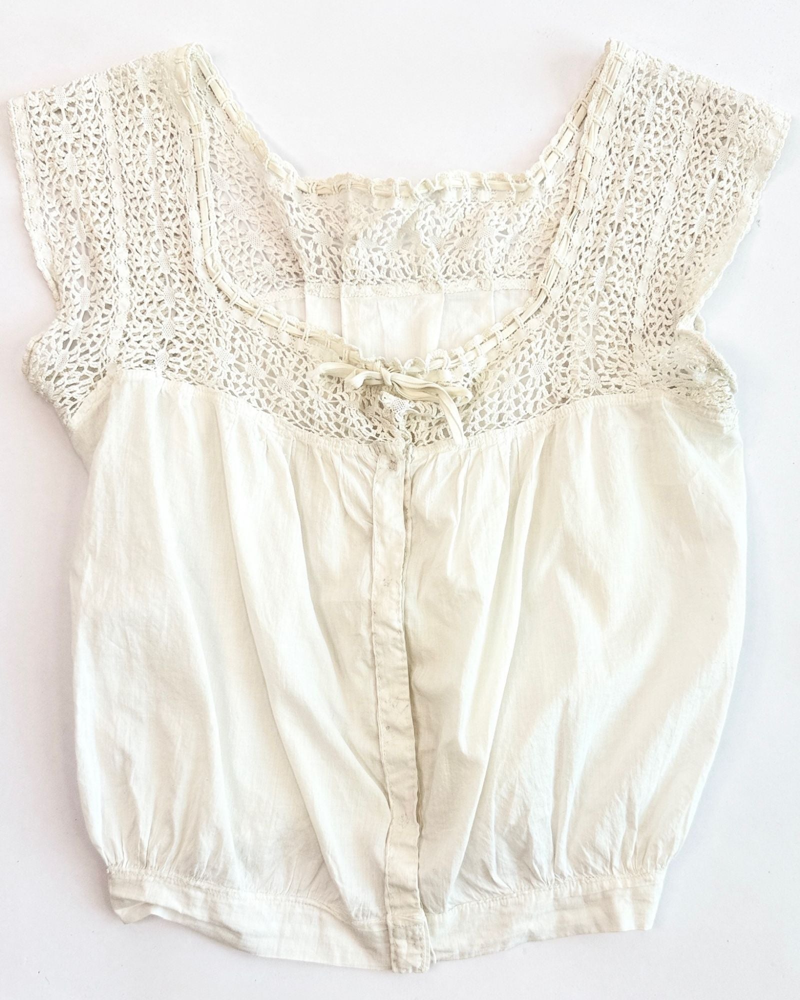 Edwardian White Bow Neckline Corset Cover