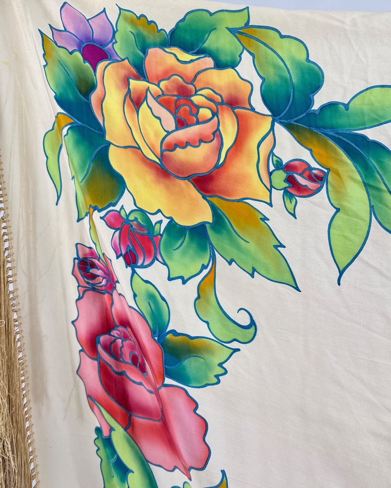 Candied Petals Silk Floral Piano Shawl