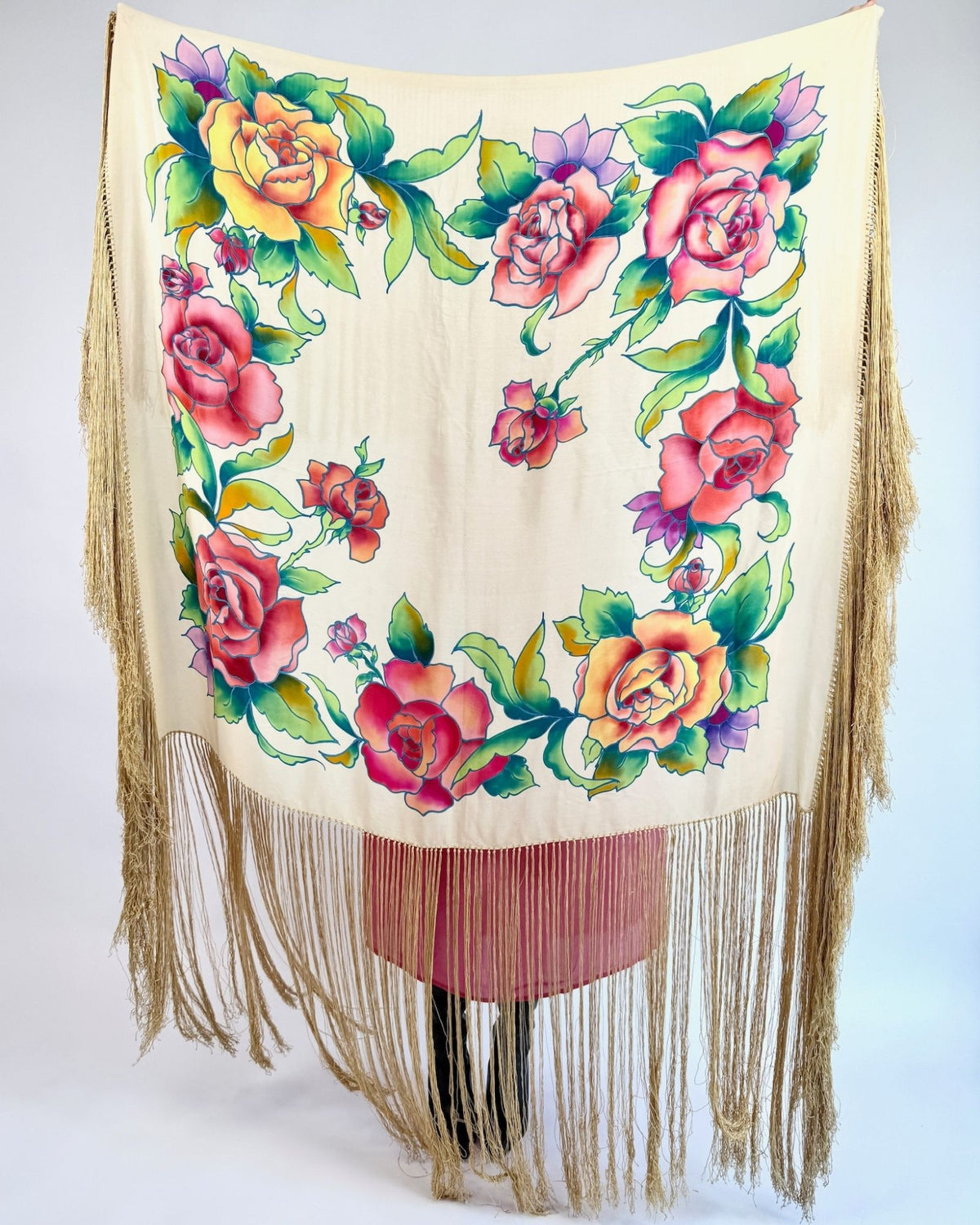 Candied Petals Silk Floral Piano Shawl