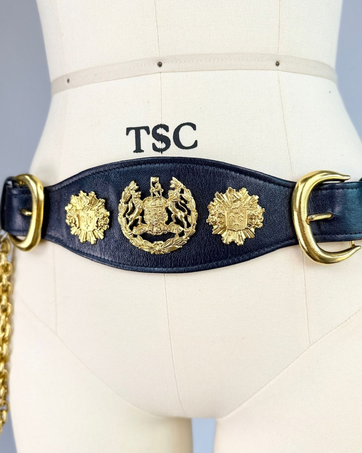Navy Gold Crest Belt