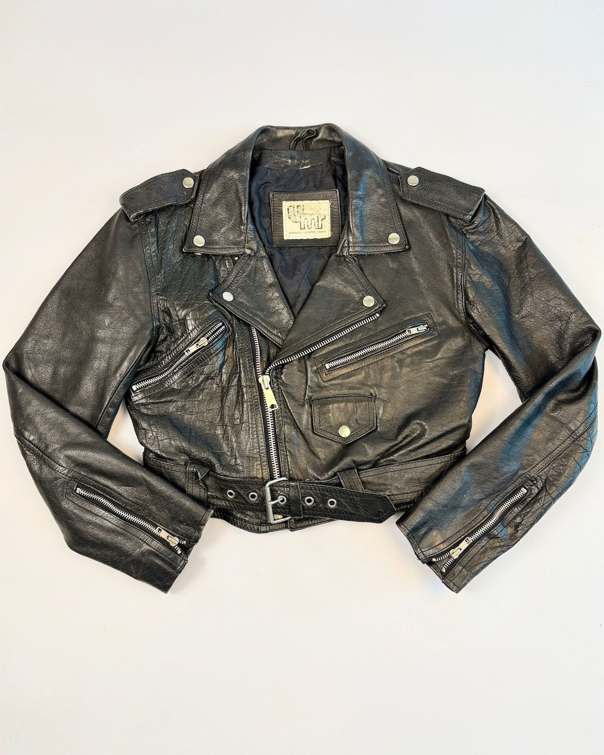 Cropped Leather Biker Jacket