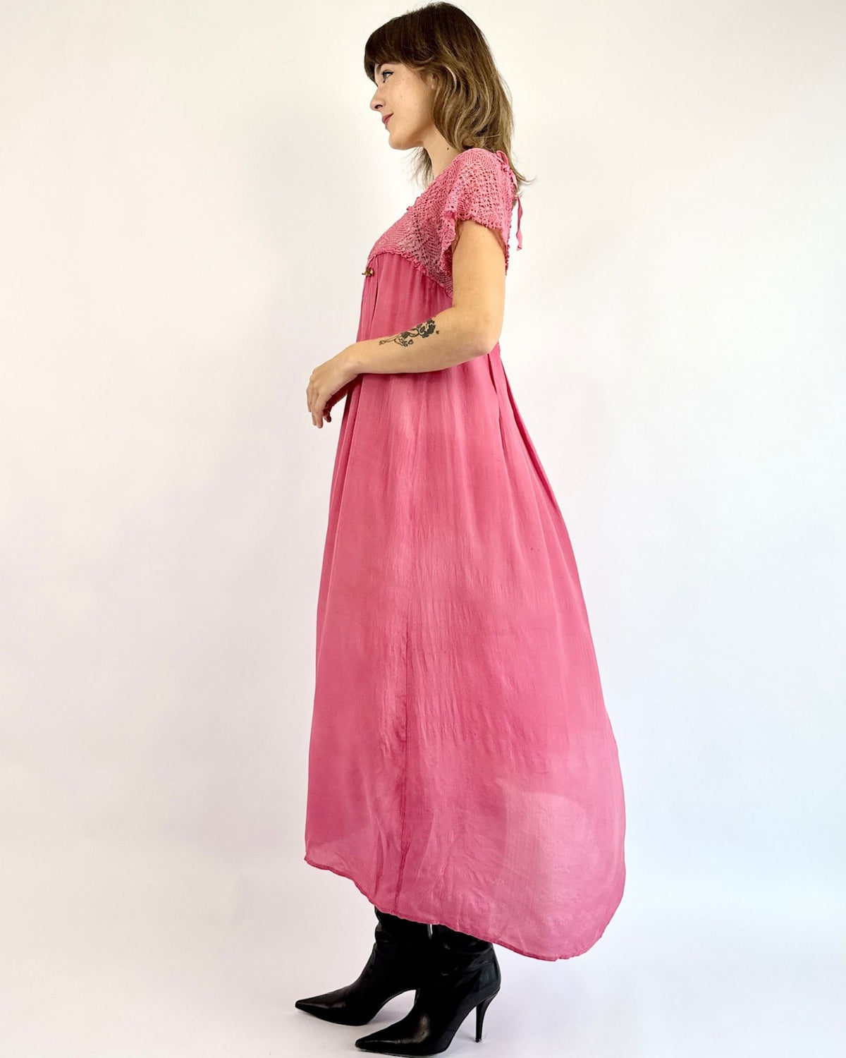 1920s Sleepy Pink Over Dyed Slip Dress
