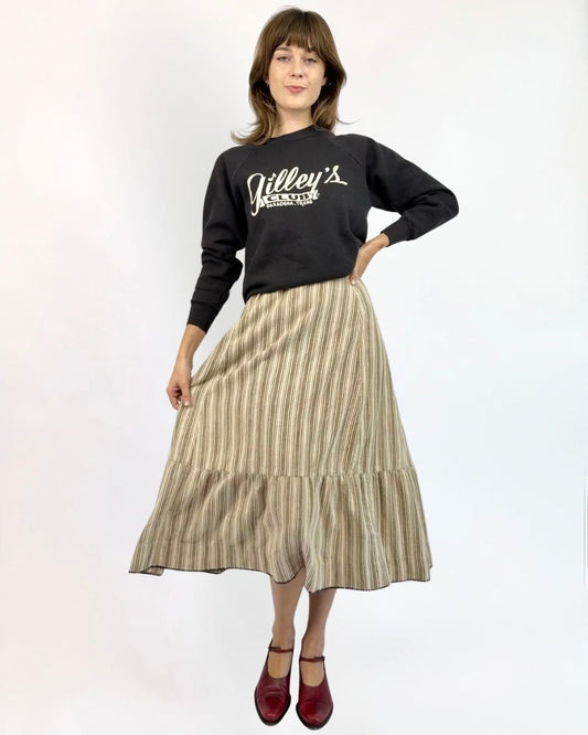 Edwardian Cozy Strolls Flannel Striped Skirt