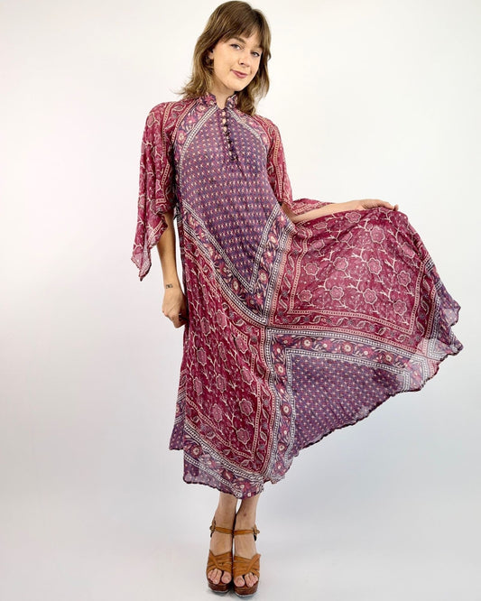 Adini 70s The Violet Crown Indian Cotton Dress