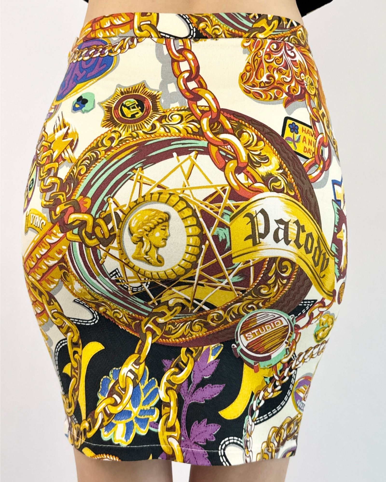 90's Kenzo Lock and Key Bandage Skirt