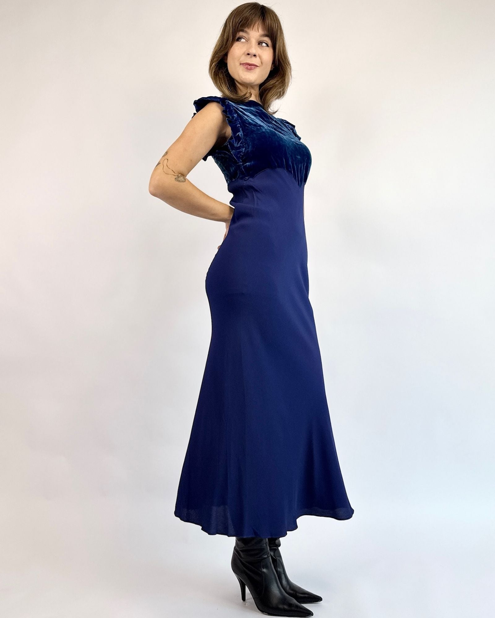 1930's Mad About Blue Silk Maxi Dress