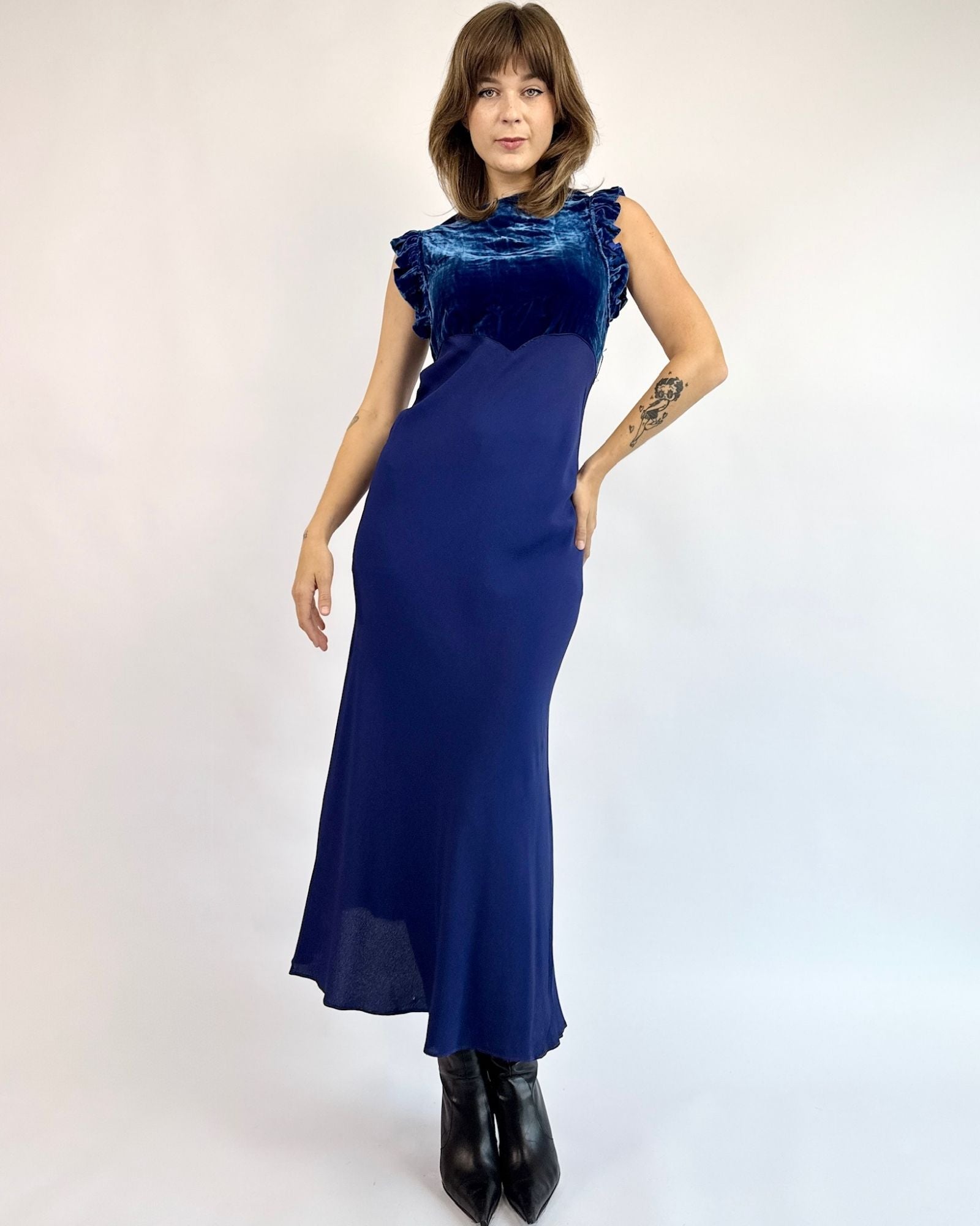 1930's Mad About Blue Silk Maxi Dress