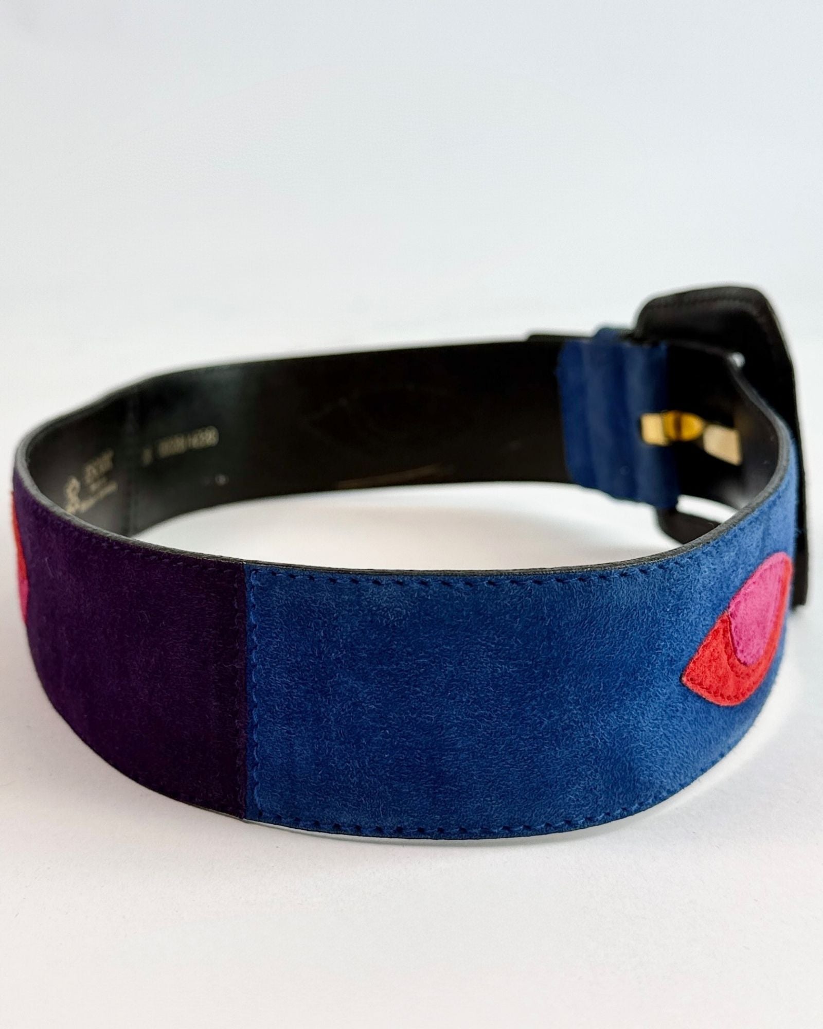 Escada Suede Color Block Eye Belt