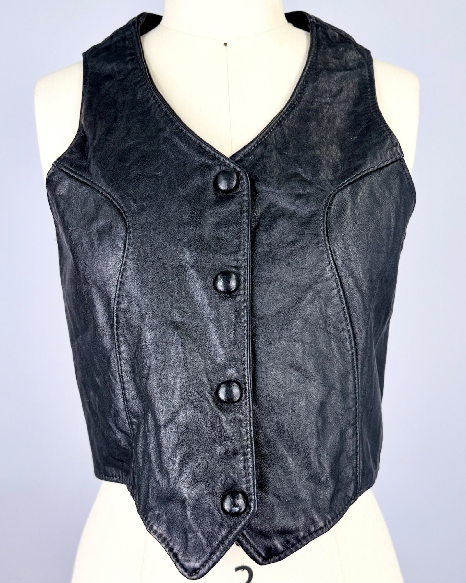 Harley Davidson Patched Black Leather Vest