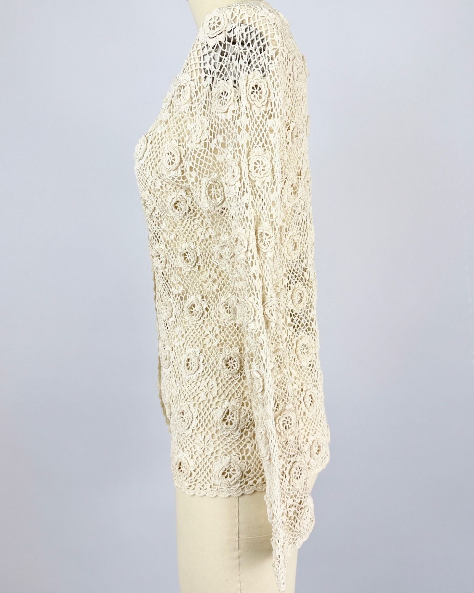 Cream Crochet Cardigan