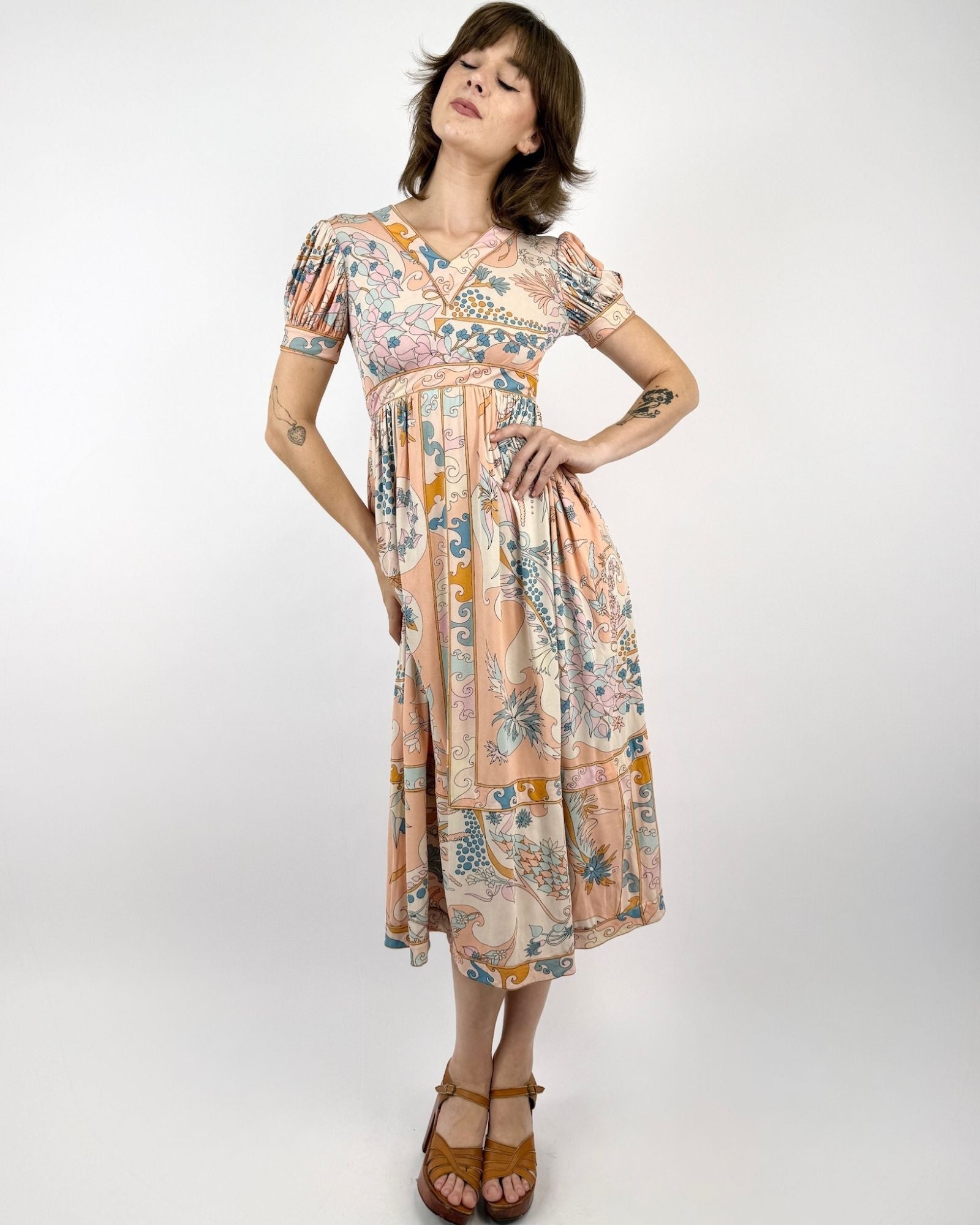 Bessi 60s Everything's Peachy Midi Dress