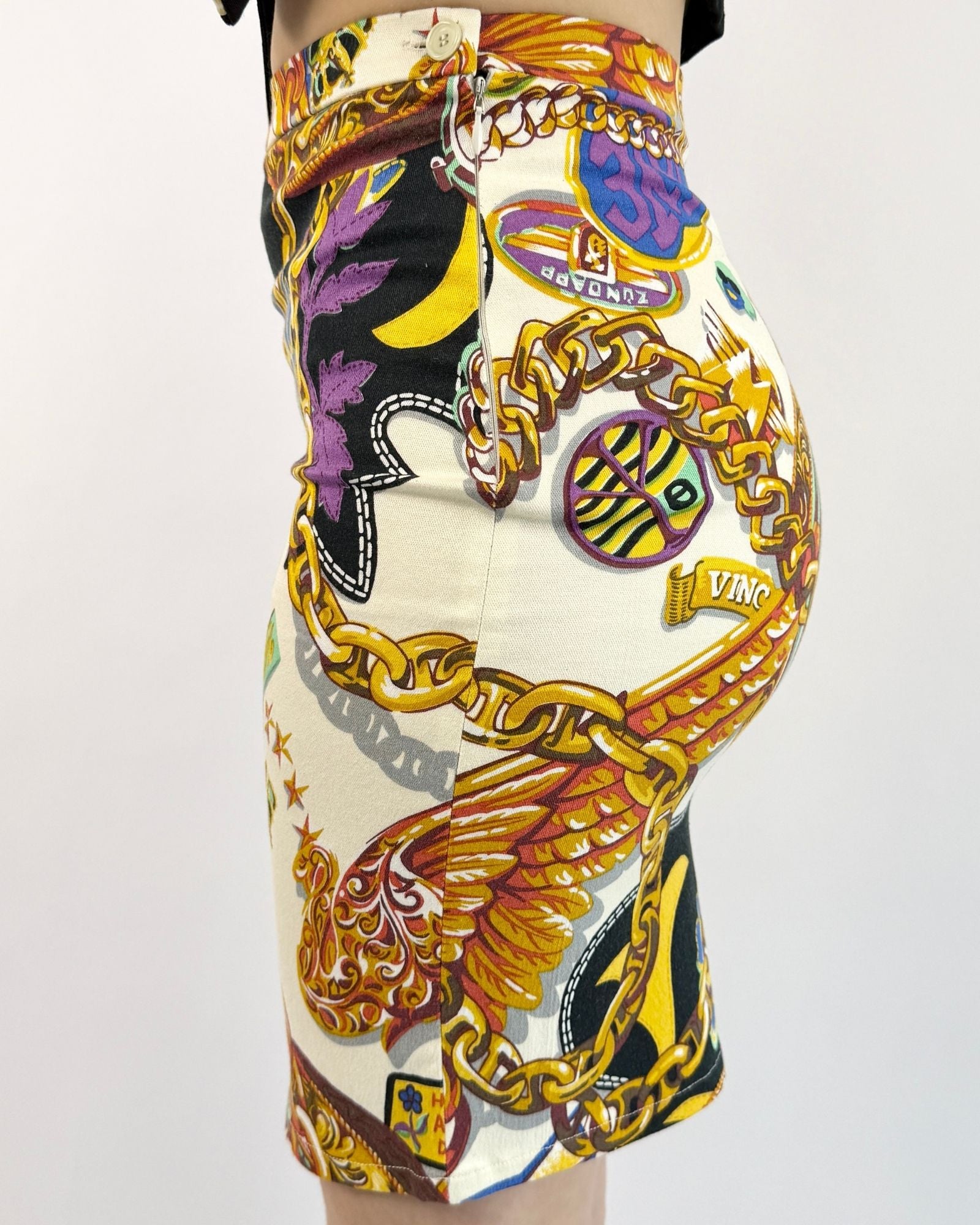 90's Kenzo Lock and Key Bandage Skirt