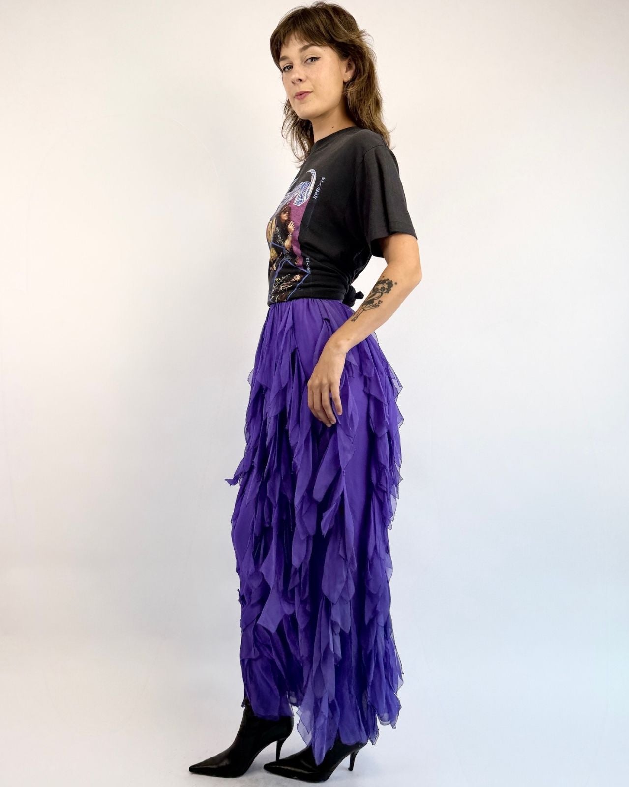 From The Vines Silk Chiffon Maxi Skirt