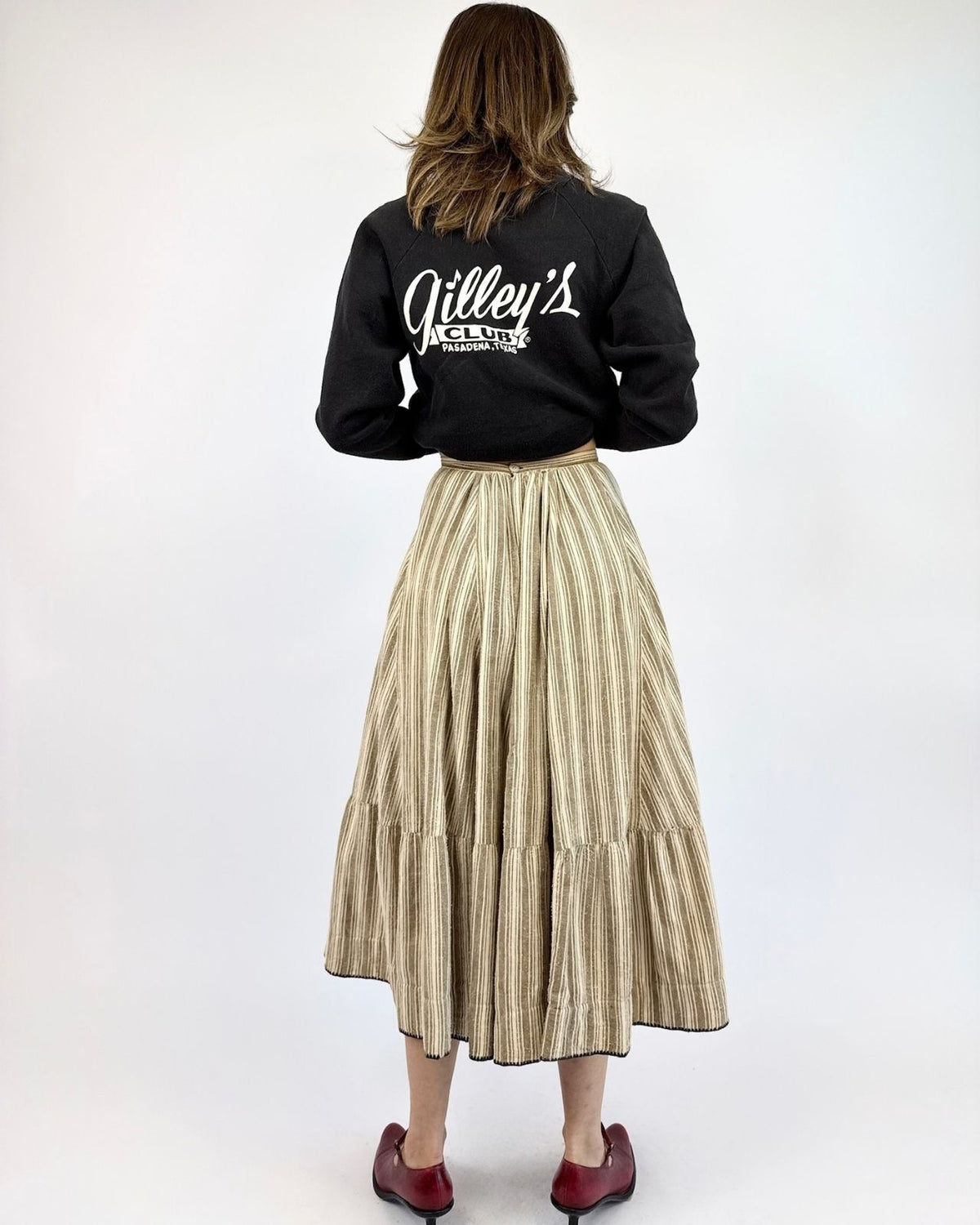 Edwardian Cozy Strolls Flannel Striped Skirt