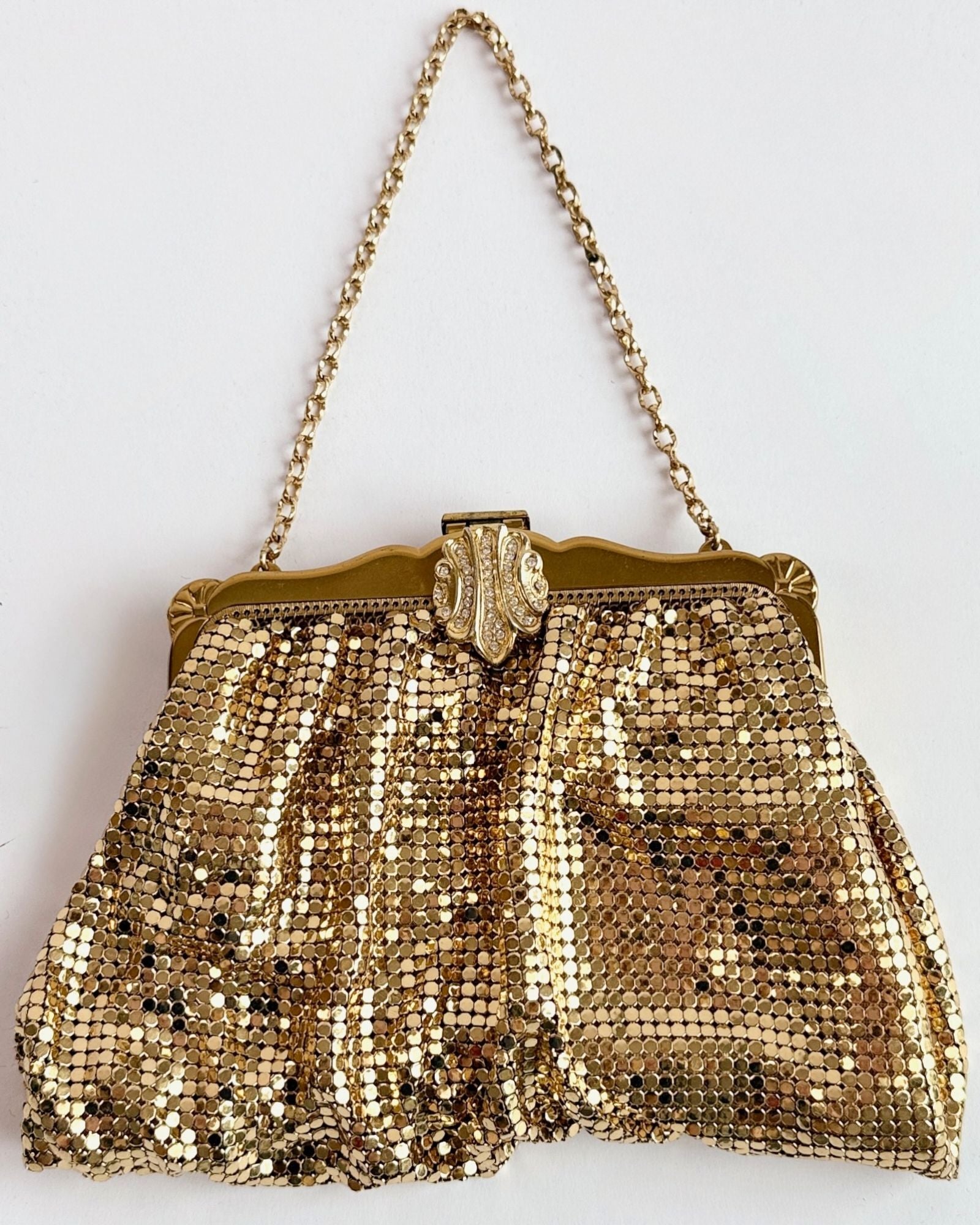 Whiting and Davis Rhinestone Trim Mesh Bag