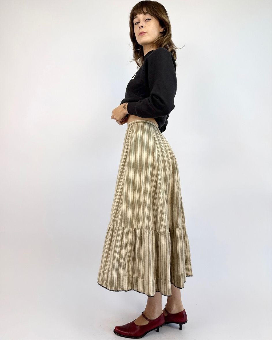 Edwardian Cozy Strolls Flannel Striped Skirt