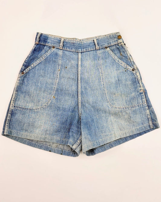 1950s Denim Side Zip Shorts
