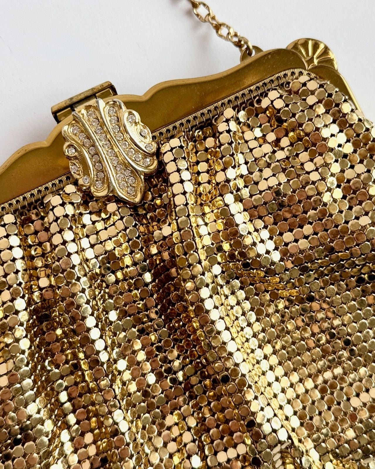 Whiting and Davis Rhinestone Trim Mesh Bag