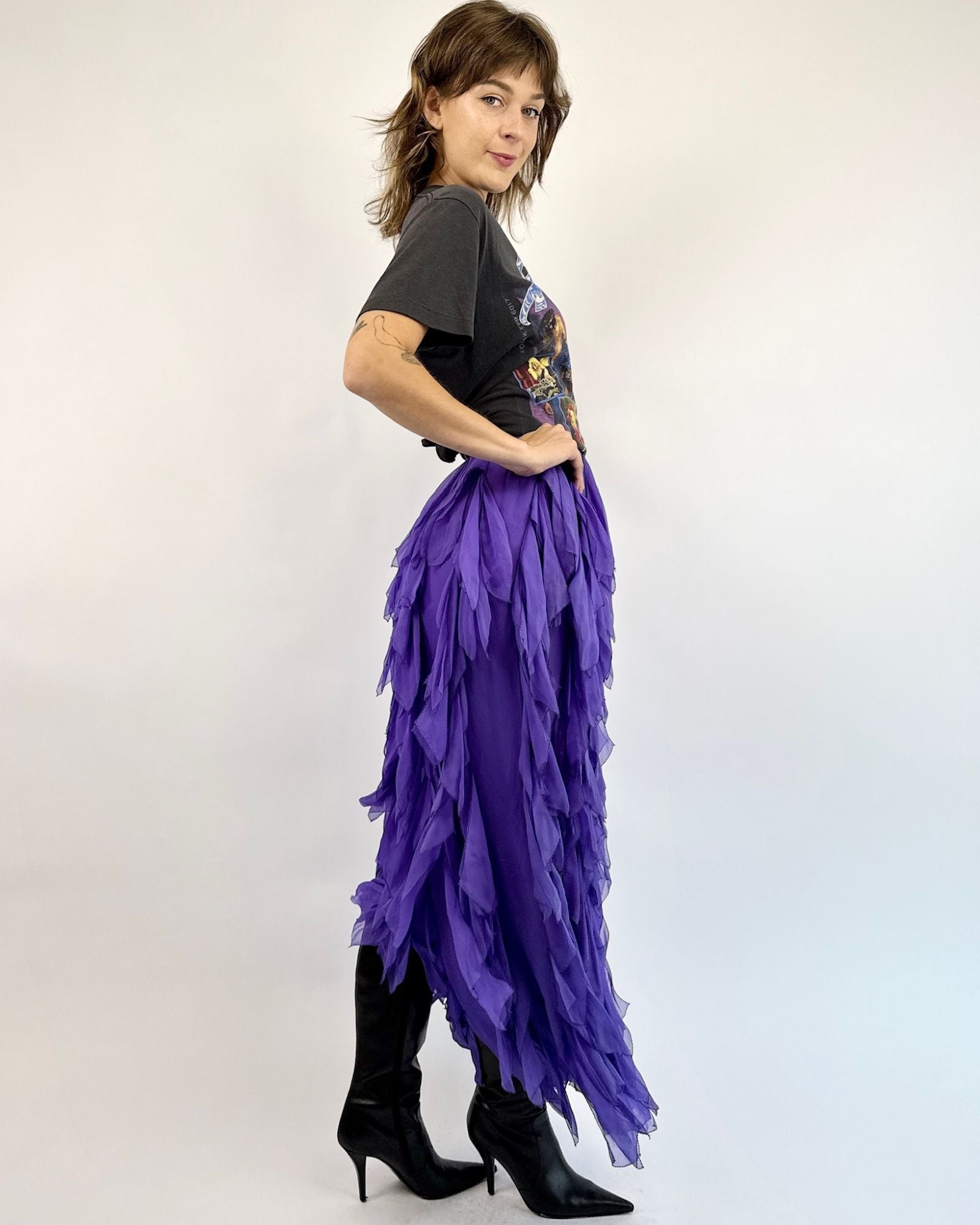 From The Vines Silk Chiffon Maxi Skirt
