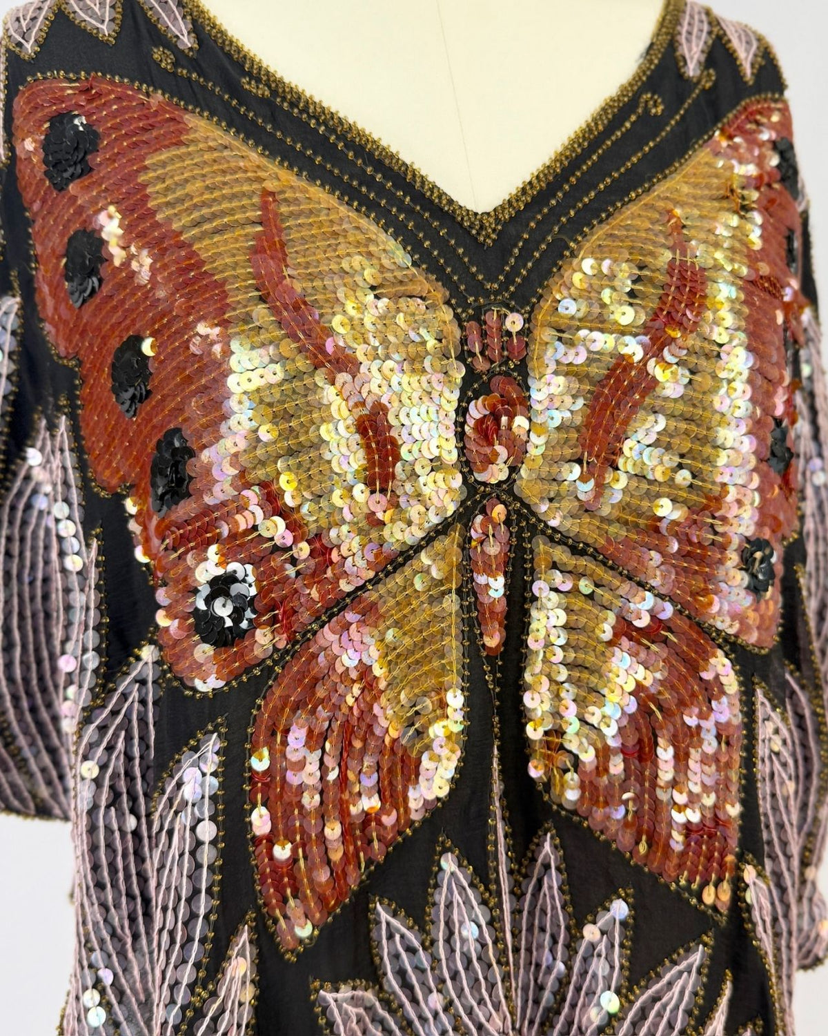 Orange and Pink Butterfly Sequin Top