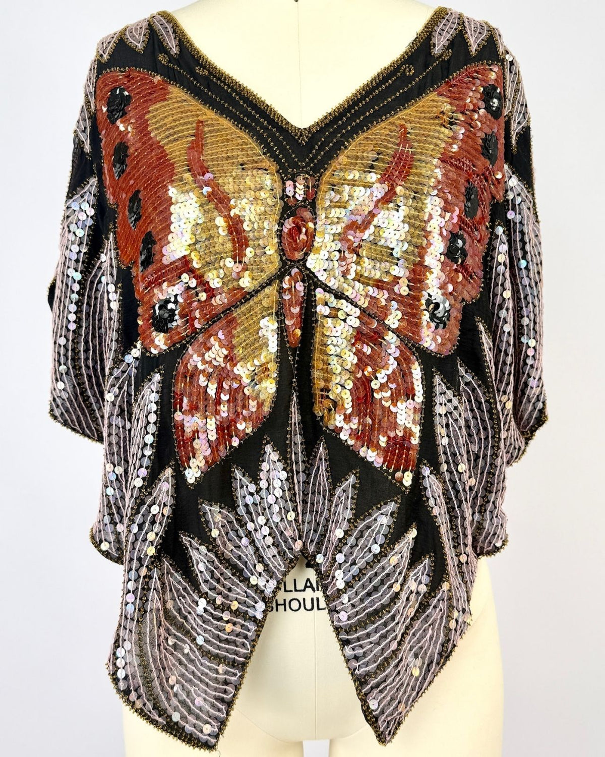 Orange and Pink Butterfly Sequin Top