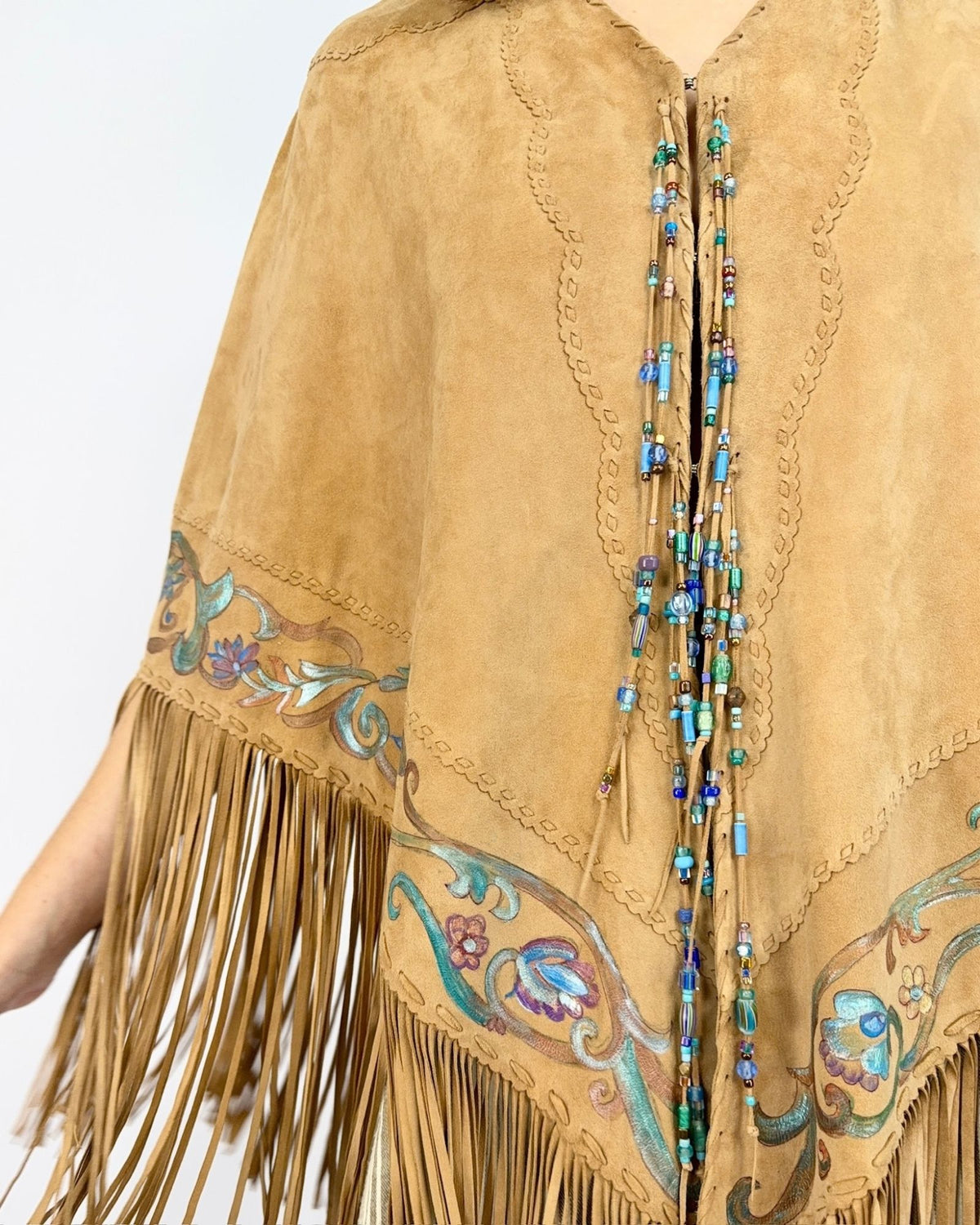 Gossamer Wings Luminous Blooms Suede Poncho