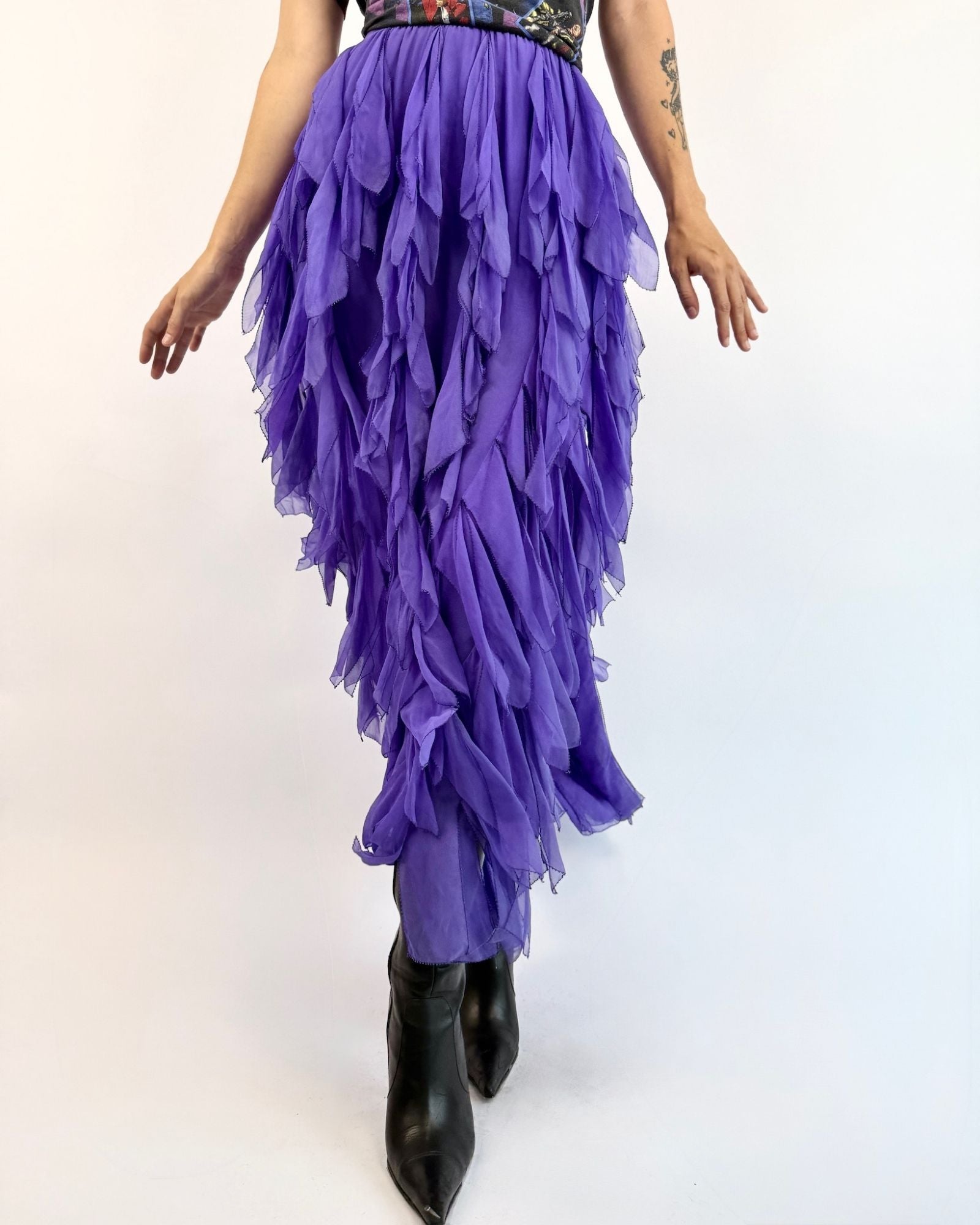 From The Vines Silk Chiffon Maxi Skirt